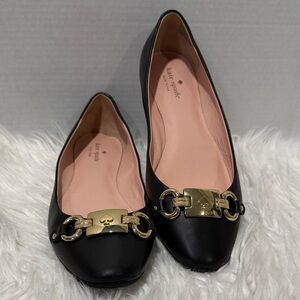 Kate Spade Black Flats with Gold Accent